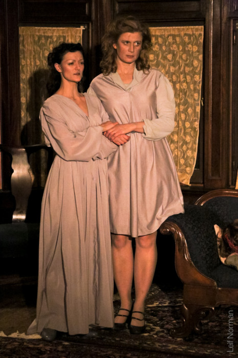 Charlene Van Buekenhout as Elvira and Stefanie Wiens as (Ghost) Ruth in Blithe Spirit