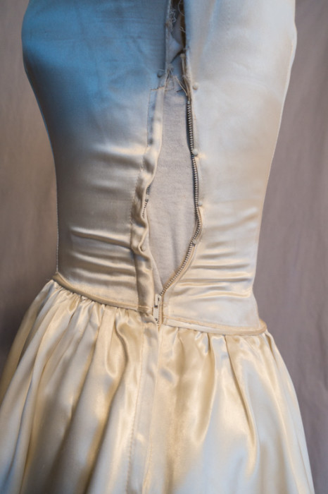 Original 1949 Wedding Gown Side zipper (my dress form is too big!)