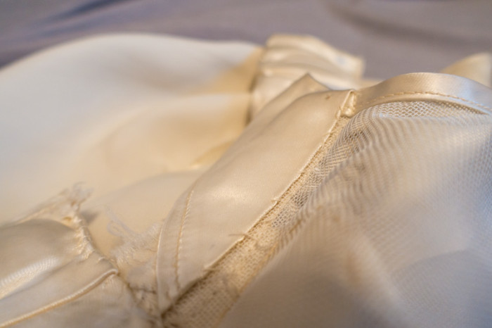 Original 1949 Wedding Gown inside hand stitching